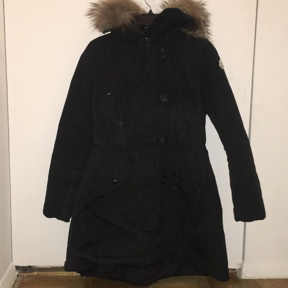 Fun fashionable black Moncler jacket in size 2